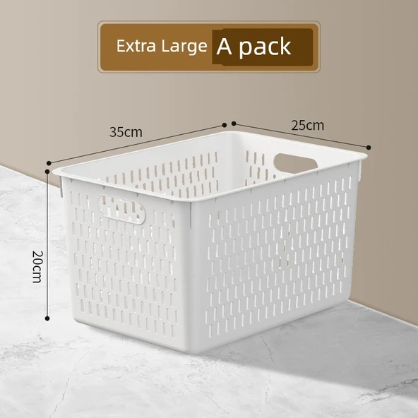 İskandinav Beyaz Plastik Saklama Sepeti - Kalınlaştırılmış Ekstra Büyük Boyut