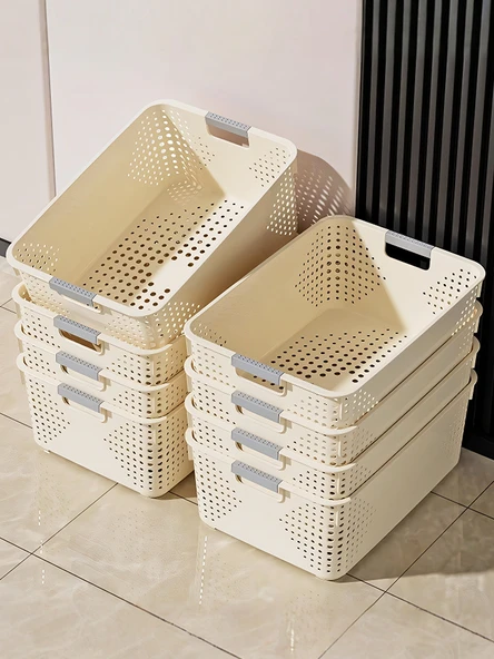 Plastik Saklama Sepeti - 3 Adet - Kısa Boy - Ekstra Büyük Boyut - 3