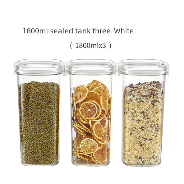 1800ml Beyaz Plastik Gıda Saklama Kabı - 3'lü Set