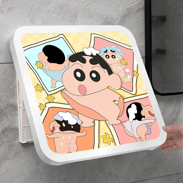 Çizgi Film Banyo Saklama Kutusu - Banyo Koleksiyonu C Kristal Porselen Beyaz Çerçeve