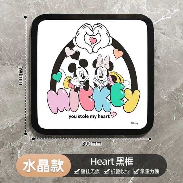 Katlanabilir Banyo Rafı - Kristal Desenli - Siyah Kutu - Mickey Minnie