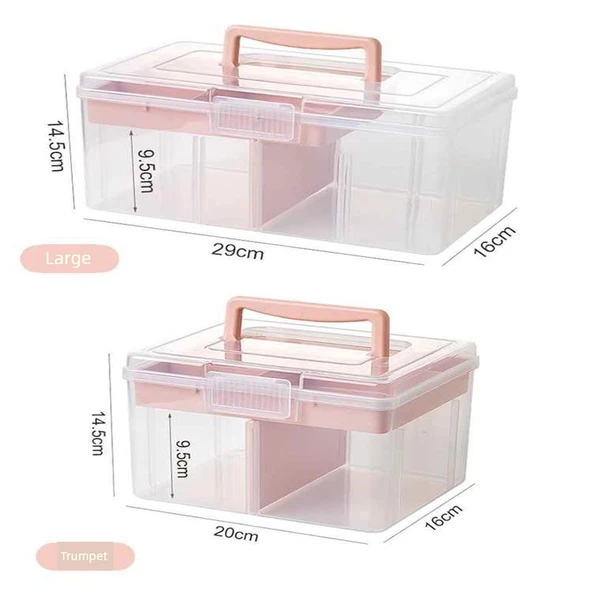 Çay Seti Saklama Kutusu - Karışık Küçük ve Büyük Boy Pembe