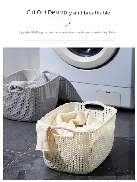 Plastik Rattan Desenli Masaüstü Organizer Sepet - 2'li Ekonomik Set - Kahverengi Orta Boy - Resim 6