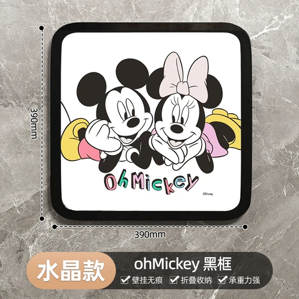 Katlanabilir Banyo Rafı - Kristal Desenli - Siyah Kutu - Mickey Minnie