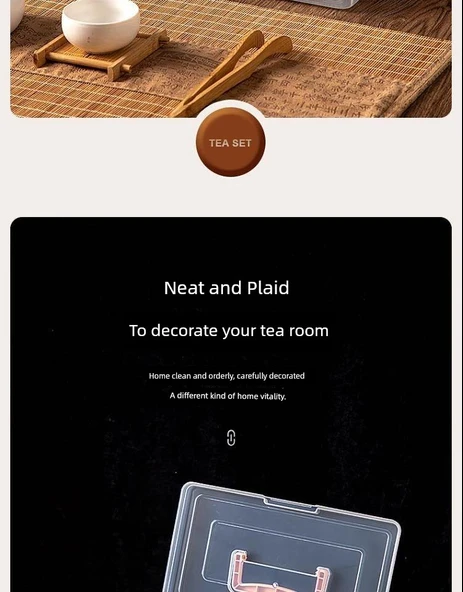 Çay Seti Saklama Kutusu - Küçük Boy Pembe - Resim 8