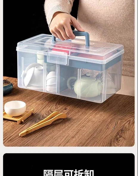 Çay Seti Saklama Kutusu - Küçük Boy Pembe - Resim 10