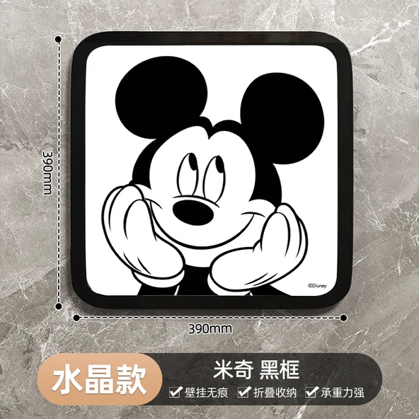 Katlanabilir Banyo Rafı - Kristal Desenli - Siyah Kutu - Gülen Mickey