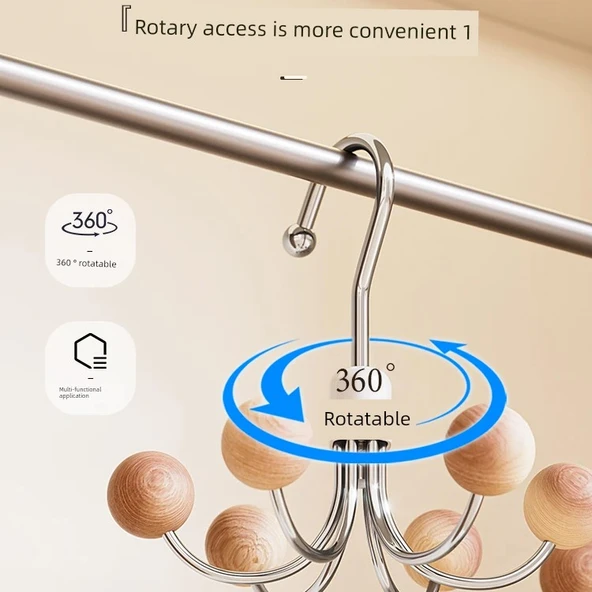 360° Dönen 6 Tırnaklı Askı - [2'li Paket] - Pembe - 5