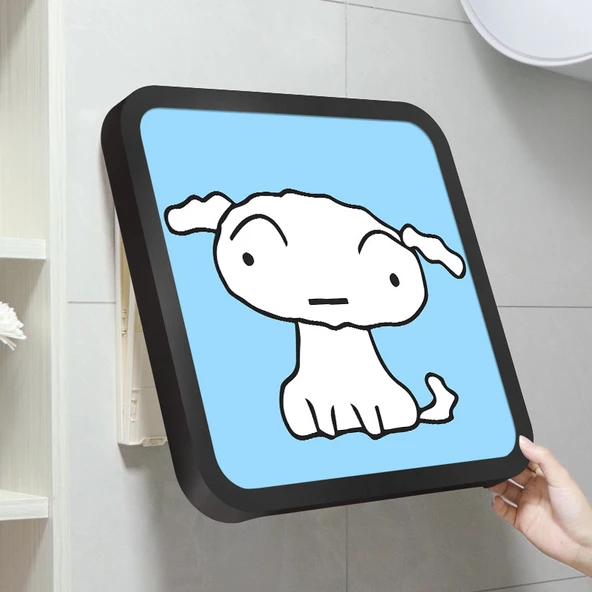 Çizgi Film Banyo Saklama Kutusu - Şiro Kristal Porselen Siyah Çerçeve