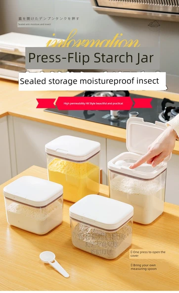 Pirinç ve Tahıl Saklama Kabı - 1.2L - 2'li Set - Ölçü Kaşıklı - Resim 6