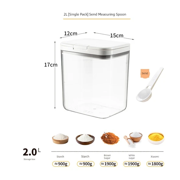 Pirinç ve Tahıl Saklama Kabı - 2L - Ölçü Kaşıklı