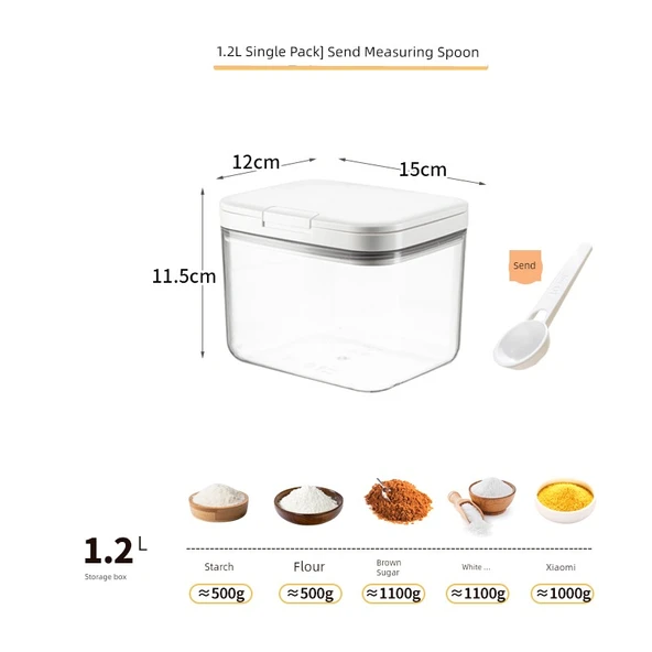 Pirinç ve Tahıl Saklama Kabı - 1.2L - Ölçü Kaşıklı