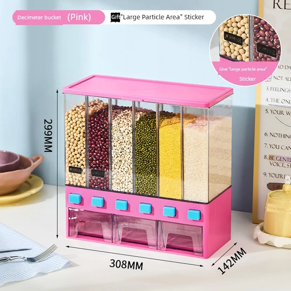 Hava Geçirmeyen Pembe Tahıl Pirinç Saklama Kabı - Etiketli