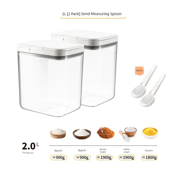 Pirinç ve Tahıl Saklama Kabı - 2L - 2'li Set - Ölçü Kaşıklı