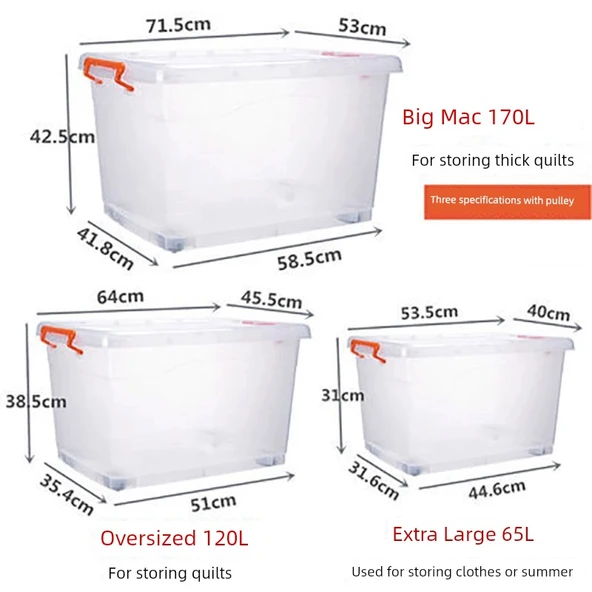 Deniz Gökyüzü Mavi (Şeker Mavi) Şeffaf Plastik Saklama Kutusu - Big Mac 170 Litre - 3
