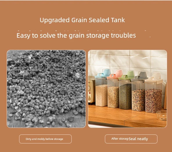 2.5L Gri - 3'lü Gıda Sınıfı Pirinç Mısır Gevreği Saklama Kutusu [Ölçülü, Kapaklı] - 8