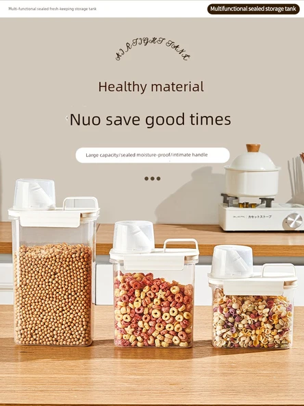 2.5L Yeşil - 2'li Gıda Sınıfı Pirinç Mısır Gevreği Saklama Kutusu [Ölçülü, Kapaklı] - Resim 2