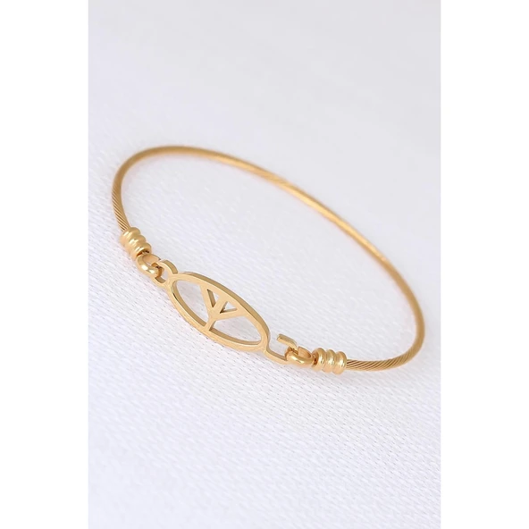 Gold Metal Çelik Figürlü Erkek Kelepçe Bileklik - TJ-EB1891