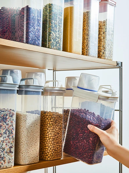 2.5L Yeşil - 2'li Gıda Sınıfı Pirinç Mısır Gevreği Saklama Kutusu [Ölçülü, Kapaklı] - Resim 3