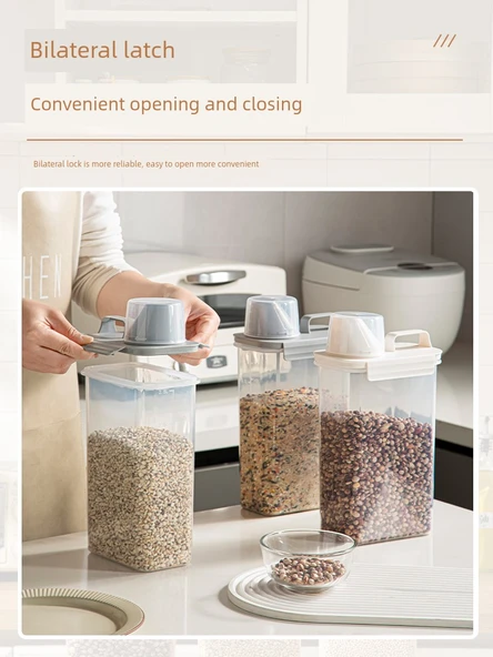 2.5L Yeşil - 2'li Gıda Sınıfı Pirinç Mısır Gevreği Saklama Kutusu [Ölçülü, Kapaklı] - Resim 5