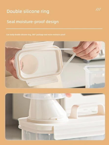 2.5L Yeşil - 2'li Gıda Sınıfı Pirinç Mısır Gevreği Saklama Kutusu [Ölçülü, Kapaklı] - Resim 4