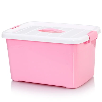 Pembe (Şeker Tozu) Şeffaf Plastik Saklama Kutusu - Büyük Boy (41x29x23 cm)