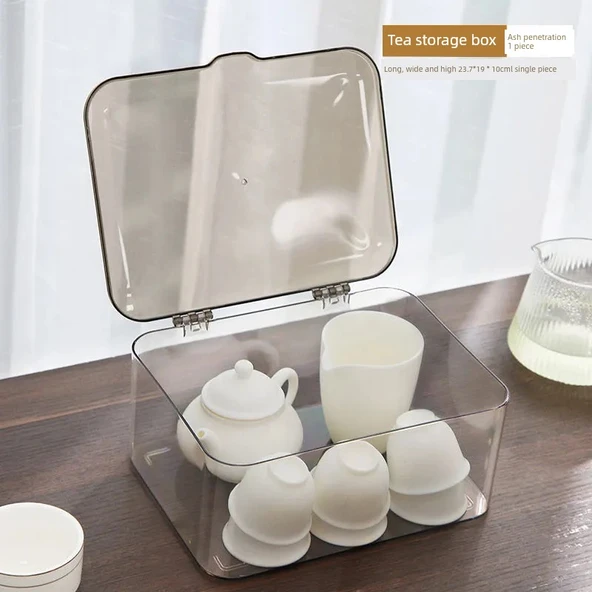 Akrilik Çay Seti Saklama Kutusu - Buz Şeffaf Renk [1 Adet] Kalınlaştırılmış - Resim 9