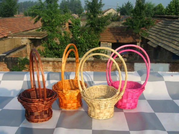 Rattan Hasır Sepet - Kırmızı (Trumpet) - 7