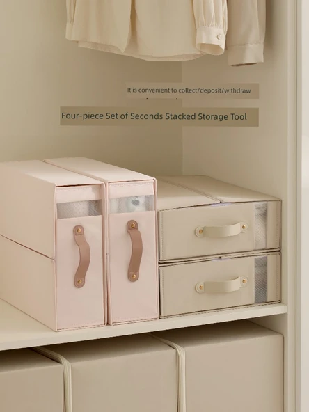 Katlanabilir Kumaş Saklama Kutusu - Şeftali Tozu - Resim 5