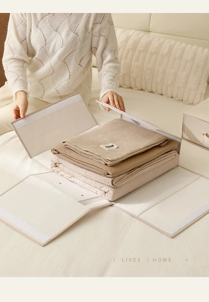 Katlanabilir Kumaş Saklama Kutusu - Şeftali Tozu - Resim 8