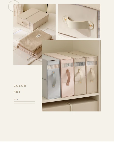 Katlanabilir Kumaş Saklama Kutusu - Şeftali Tozu - Resim 9