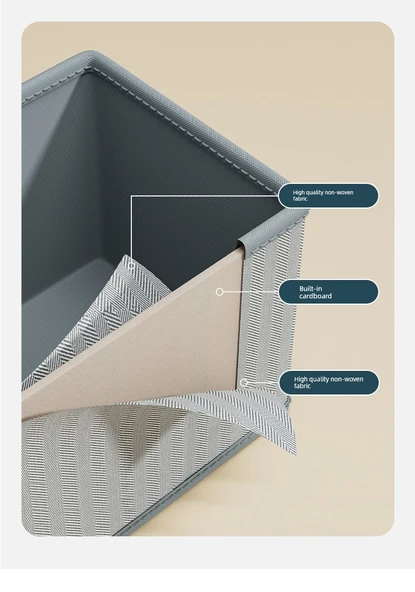 Gri Ok Desenli 9 Bölmeli 45x25x18cm Dokuma Kumaş Saklama Kutusu - 1 Adet - 10