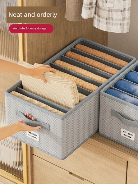 Gri Ok Desenli 9 Bölmeli 45x25x18cm Dokuma Kumaş Saklama Kutusu - 1 Adet - 3