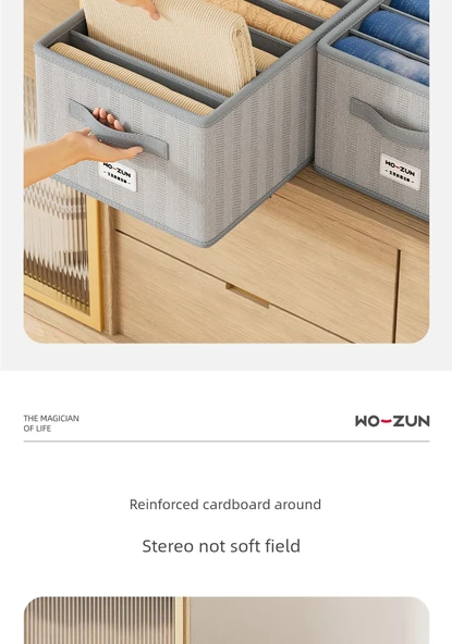Gri Ok Desenli 9 Bölmeli 45x25x18cm Dokuma Kumaş Saklama Kutusu - 1 Adet - 8