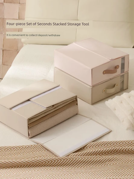 Katlanabilir Kumaş Saklama Kutusu - Şeftali Tozu - Resim 6