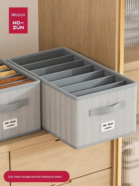 Gri Ok Desenli 9 Bölmeli 45x25x18cm Dokuma Kumaş Saklama Kutusu - 1 Adet - 2