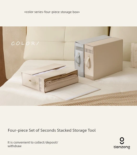 Katlanabilir Kumaş Saklama Kutusu - Şeftali Tozu - Resim 7