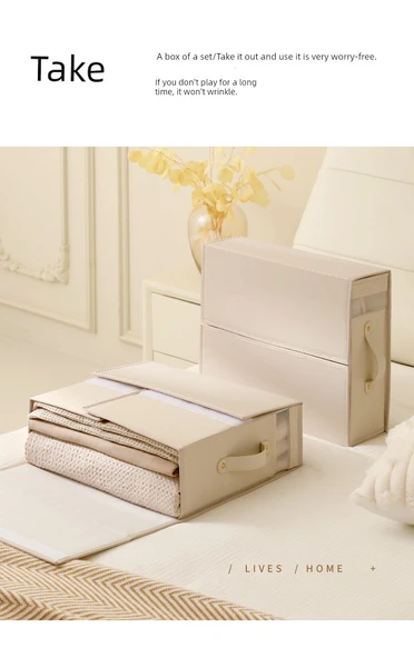 Katlanabilir Kumaş Saklama Kutusu - Şeftali Tozu - Resim 11