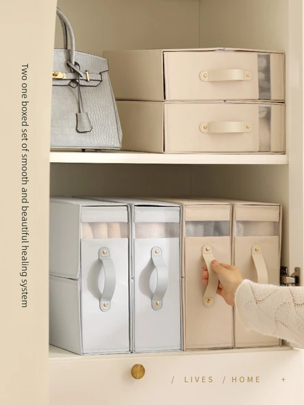 Katlanabilir Kumaş Saklama Kutusu - Şeftali Tozu - Resim 2