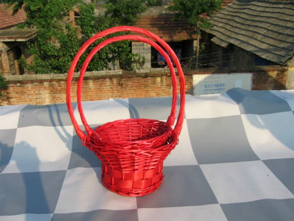 Rattan Hasır Sepet - Pembe - Büyük Boy - 8