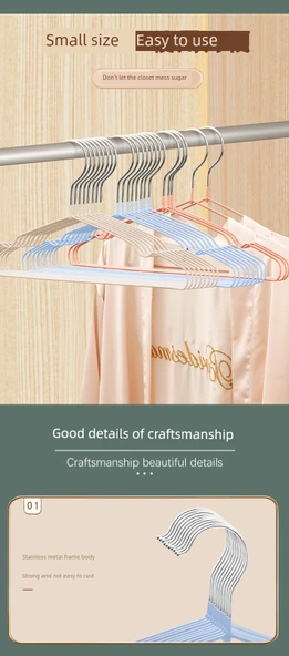 Kaymaz Elbise Askısı - Yetişkin - 10'lu Paket - İskandinav Yeşili - Standart 40g - Resim 12