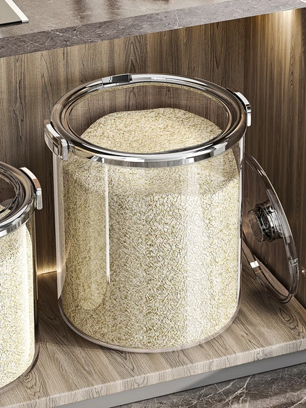 Gıda Sınıfı Kapaklı Pirinç Saklama Kabı - Elektroplate Gümüş 15kg - 2