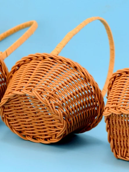 Kare Model - Imitasyon Rattan Küçük Sepet - Oyuncak, Şeker ve Hediye Sepeti - 3