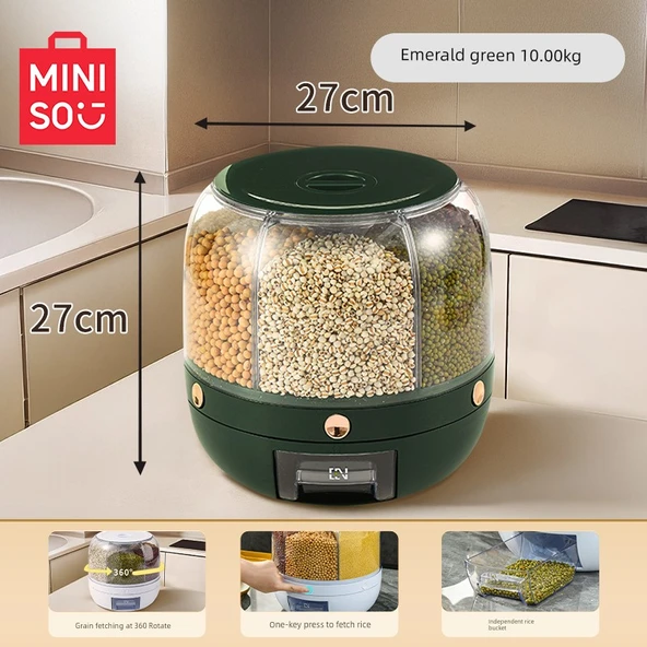 Tahıl Saklama Kutusu - 10.00kg Zümrüt Yeşili - Nem ve Böcek Korumalı