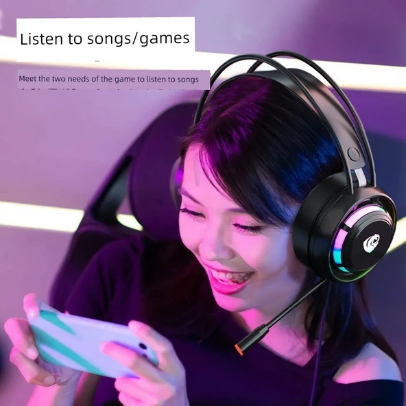 Gaming Kulaklık - Pembe Kedi Kulaklı 3.5mm Çift Delikli Işıltılı Versiyon - 3