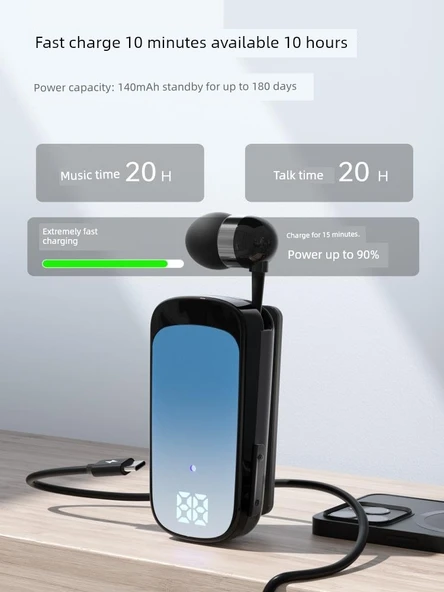 Bluetooth 5.2 Tek Kulaklık - 2025 Model Siyah HiFi HD Ses Kalitesi Kartsız - 5