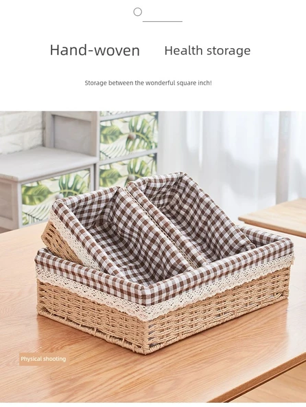 Japon Tarzı Kağıt İp Saklama Sepeti - Kahverengi Papatya Desenli 30x20x15cm - 7
