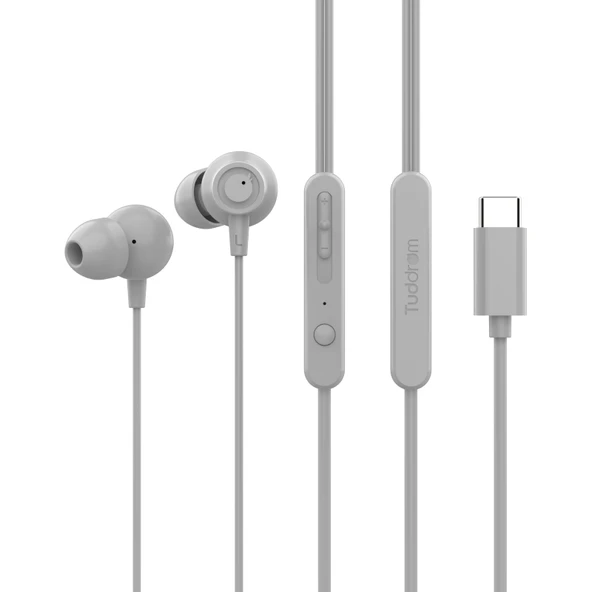 Type-C Girişli Beyaz Kablolu Kulak İçi Kulaklık - HD Mikrofonlu