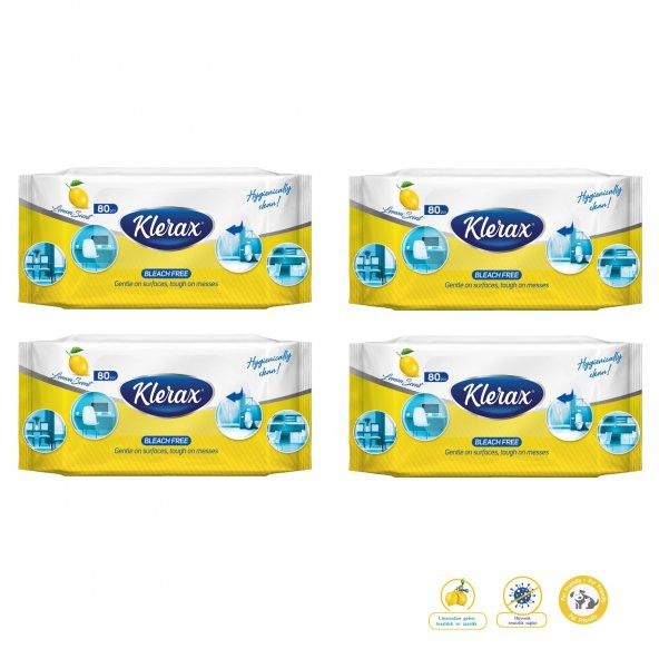 Klerax Banyo Tuvalet ve Mutfak Temizleme Mendili 80Li 4 Adet
