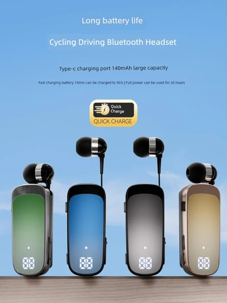 Bluetooth 5.2 Tek Kulaklık - Beyaz ve Mavi 10 Saatlik Gürültü Önleme - 2